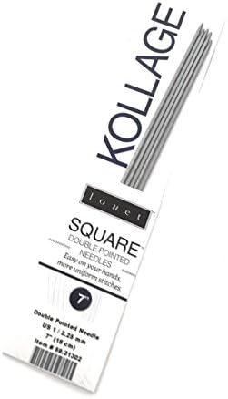 Kollage Square Double Pointed Ergonomic Knitting Needles - 7 Inch Aluminum (US 8)