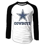 Creamfly Mens Dallas Blue Star Long Sleeve Raglan Baseball Tshirt