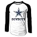 Creamfly Mens Dallas Blue Star Long Sleeve Raglan Baseball Tshirt