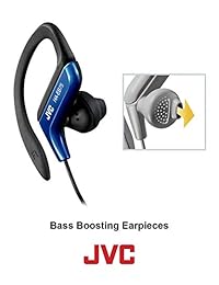 Audífonos deportivos ajustables con mando y micrófono, color azul JVC HAEBR80A Negro