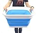 SAMMART 32L Collapsible Plastic Laundry Basket - Square Tub/Basket - Foldable Storage Container/Organizer - Portable Washing Tub - Space Saving Laundry Hamper (1, Sky Blue)