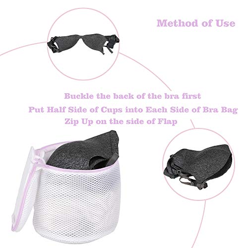 Wanapure Bra Wash Bag for Washing Machine, Mesh Laundry Bag with Zipper for Lingerie, Delicates, Intimates, Panties, Lace, Underwear, Socks, Tights, Stocking (Purple, 4 Pack (Large)) - Thumbnail 5
