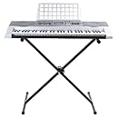 Hamzer 61 Key Electric Music Keyboard Piano with Stand & USB MP3 Playback - Silver