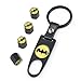 INCART Universal Steel (4pcs) Car Tire Valve Stem Air Caps Cover + (1pcs) Keychain Fashion Style Cool Batman Black