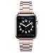 Simpeak Slim Band Compatible with Apple Watch Series 7 45mm, Women Men Solid Stainless Steel Business Band Strap Replacement for iWatch Series 6 SE 5 4 (44mm) Series 3 2 1 (42mm), Rose Gold
