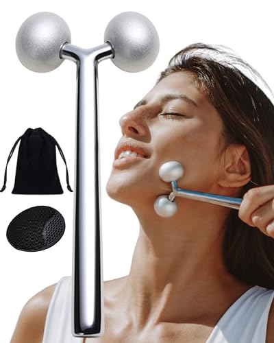 Face Roller Face Scrubber (2-in-1): Metal Face Massage Roller