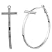 Lux Accessories Silvertone Eternal Cross Hoop Earrings