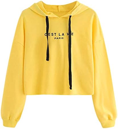 Fashion C'est LA Vie Paris Hoodie for Teen Girl Womens Short Hooded Pullover Sweatshirt T-Shirt Crop Tops