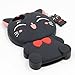 Maoerdo Cute 3D Cartoon Black Plutus Cat Lucky Fortune Cat Kitty with Bow Tie Silicone Rubber Phone Case Cover for Apple iPhone 5 5S 5C SE 6 6S 7 7S Plus Samsung Galaxy S3 S4 S5 S6 S7 Edge LG