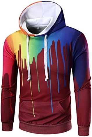 BBTURE Print Men's Long Sleeve Print Hoodie Hooded Sweatshirt Tops Coat red M