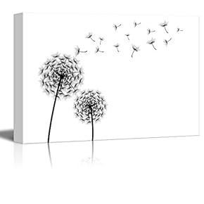 Canvas Prints Wall Art - Dandelions Blowing Away in The Wind | Modern Wall Decor/Home Decoration Stretched Gallery Canvas Wrap Giclee Print. Ready to Hang - 12" x 18"