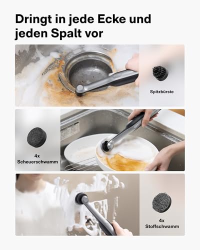 HOTO Wand Electric Cleaning Brush, USB-C Wireless Grout Brush with 12 Cleaning Heads, IPX7 Bathroom Cleaning Brush, Electric for Grouts, Corners, Floors, Tiles, Kitchen, 3D Printing Cleaning, Bathroom Gadgets
