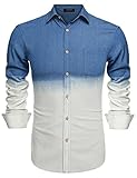 Coofandy Men's Fashion Turn Down Collar Dress Shirt Long Sleeve Casual Shirts