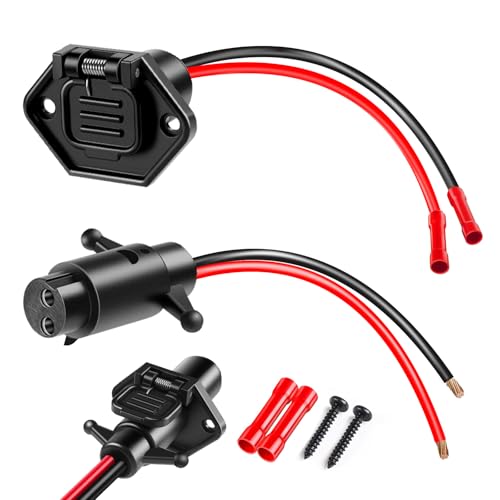 ATQYZLM Trolling-Motorstecker, professioneller wasserdichter Trolling-Motorstecker, 12 V-24 V, 8 Gauge, 2-Draht-Schleppmotor-Stecker und Buchse für Mi