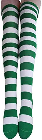 2 Pack Striped Stocking Cotton Over Knee High Striped Sock for Women