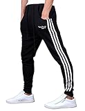 Yong Horse Men's Casual Track Pants Striped Close Bottom Elastic Slim Fit Gym Joggers Sweatpants