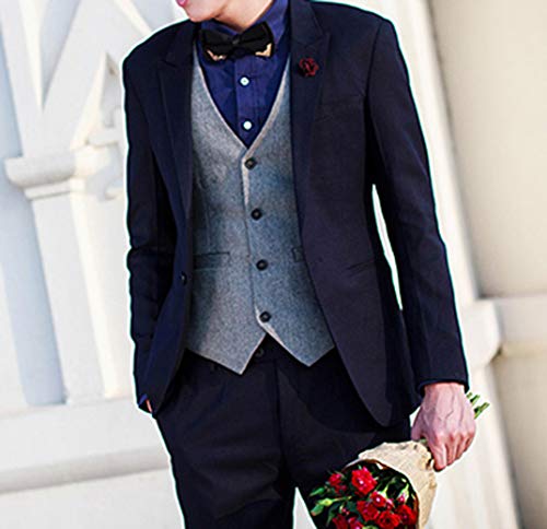 MENDENG Men's Gold Metal Burgundy Black PU Leather Satin Bow Ties Formal Bowtie - Thumbnail 3