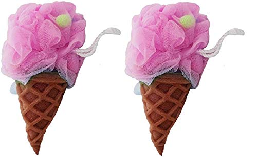 Inaaya Exfoliating Soft Ice Cream Shaped Bathing Loofah Bathing Sponge For kids and Adults Pack Of 1 (2 pcs)