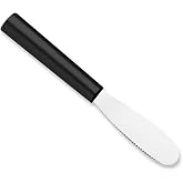RADA Cutlery Party Spreader Knife (W235), Black | 3.38" Stainless Steel Shallow Serrated Edge Blade, Resin Handle