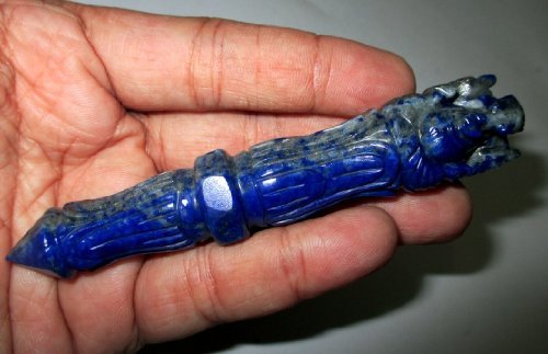 New Ganeshji Hand Carved Lapis Healing Wand 4.5" Rare Stick Chakra Balancing Energy Reiki Meditation Massage Pagan Wicca Spiritual Tantra Metaphysical Psychic Health Wealth Prosperity Peace Divine
