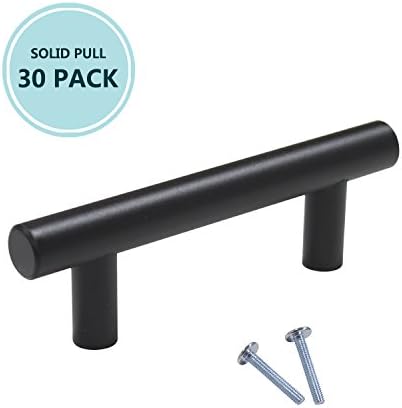 Round Bar/H-shape/Ladder Style Back to Back Stainless Steel Push Pull Door Handle for Solid Wood, Timber, Glass and Steel Doors, Black Titanium Finish 30 Pack, Hole Spacing 2.5", Overall Length 4"