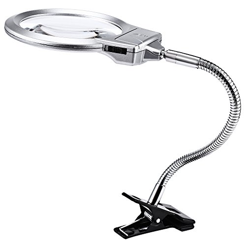 LED Magnifying Lamp, Magnifying Glass Lamp, UHBGT Clip-on Tabletop 5x Magnifier Adjustable Metal Clamp for Hobby,Crafts,Inspection,Reading,Model Building,Soldering,Jewelry Design,Sewing - Thumbnail 2