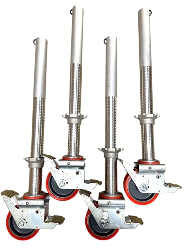 Scaffolding Tower Adjustable legs & Castors 125mm for Industrial Alloy Scaffold Tower - Set of 4
