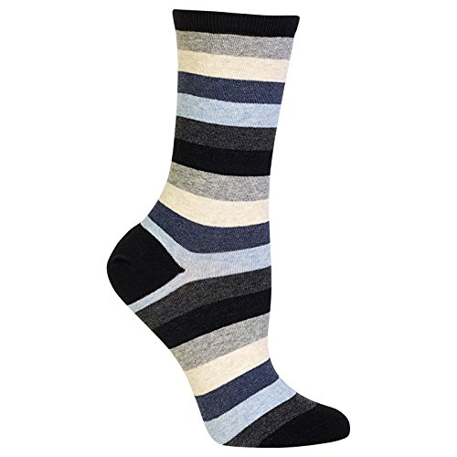 UPC 047852071949, Hot Sox Bold Stripe Crew Sock 1 Pair (Black, Shoe Size 4-10.5)