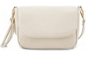 EVVE Small Crossbody Bags for Women Trendy Flap Saddle Purses with Tassel Vegan leather Shoulder bag
