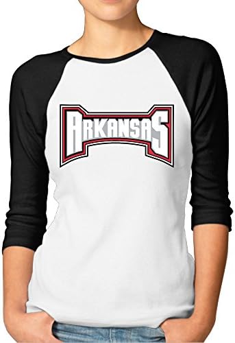 GUC Women's 3/4 Sleeve T-shirts - University Of Arkansas Razorbacks Black M