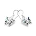 925 Sterling Silver Natural Green Abalone Shell Butterfly Dangle Hook Earrings