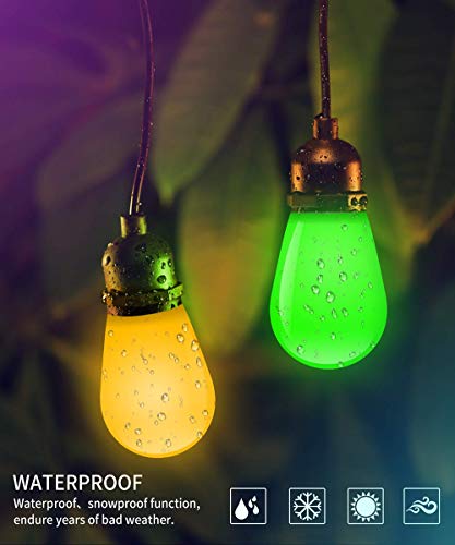 Led String Lights RGB & Warm White DIY APP Controlled Color Changing Hanging Light for Indoor and Outdoor Cafe Patio Commercial Party Holiday Decoration - Waterproof, Sync to Music,22Ft 6Bulbs