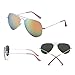 JM Retro Mirror Aviator Sunglasses for Men Women Metal Frame Sun Glasses UV 400 Protection (Gold/Pink)