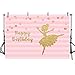 MEHOFOTO Princess Happy Birthday Photography Backdrops Pink Stripes Gold Polka Dots Girl Ballet Princess Birthday Party Decoration Banner Photo Studio Booth Background 7x5ft