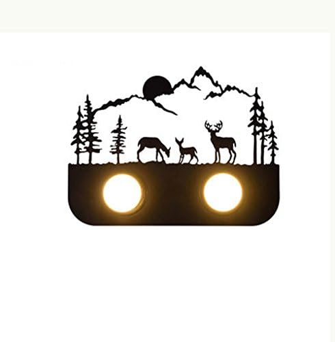 Iron Wall Lamp Industrial Retro Bedside Lamp Halo Mirror Corridor Lamp Dresser Black Fit Living Room Dining Room Kitchen Study Bedroom Bathroom (Size : 2 lights)