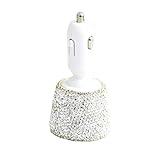 Bestbling Bling Handmade Dual USB Car charger Designed for Apple and Android Devices -Car Cellphone USB Charger (Silver)