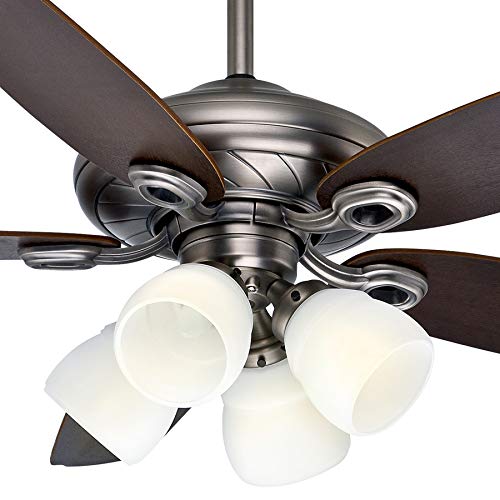 Casablanca Fan 52 inch Acadia Finish Ceiling Fan with 5 Dark Walnut/Smoked Walnut Reversible Veneer Blades (Certified Refurbished) (Antique Pewter)