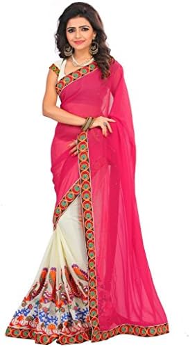 Li Te Ra Pink Goergette Aari Embroidered Saree