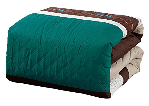 WPM 7 Piece Bedding set, Green, brown, Taupe Comforter with Accent pillows Queen size Bed in a Bag-Yeva