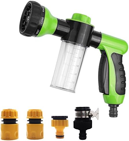 Garden Hose Nozzle Sprayer, Water Sprayer Water Gun, 8 adjustable Pattern, 2 Piece Set-Includes 4 Bonus Quick Connect Garden Hose Adapters, Best For Watering Plants &amp; Lawn, Car Washing, Patio, Dog
