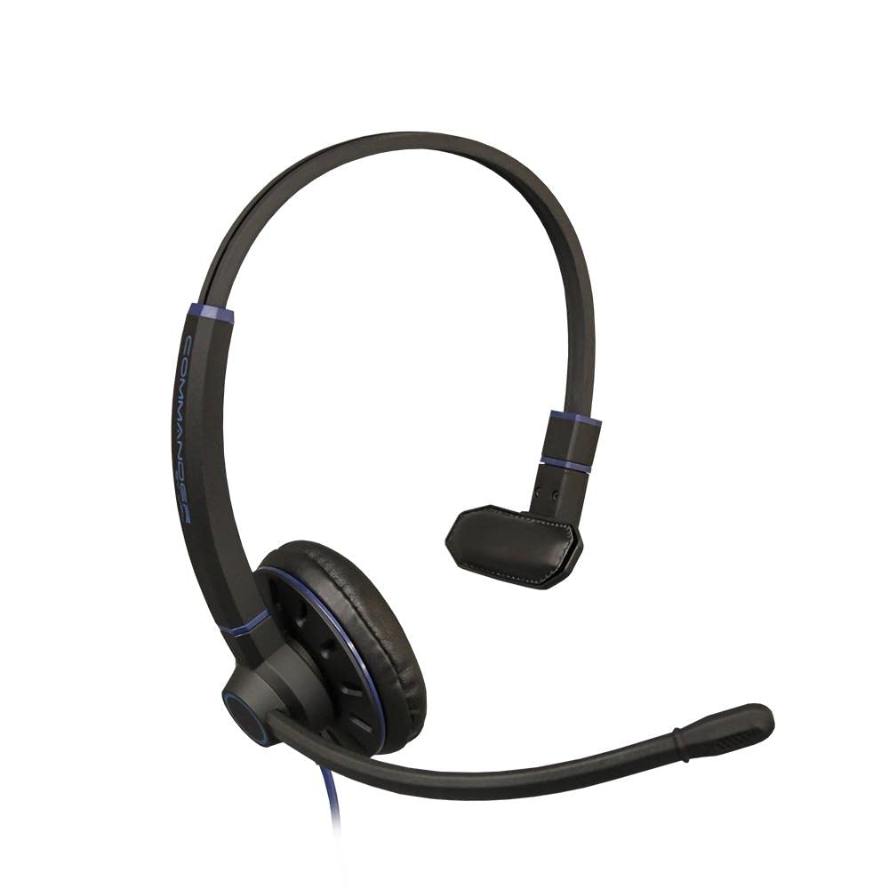 JPL Headset Commander-1 (V2) Monaural, Corded, USB-A Plug & Play, Professional Office / Contact Centre, Noise Cancelling, Soft Pouch Case, A to C USB Adapter, Compatible with Major Softphones - Black