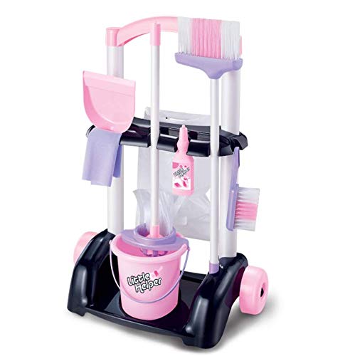 House Cleaning Trolley Set Little Helper Kids Pretend Play Toy Cleaning Play Set w/ Broom , Mop , Trolley & Cleaning Accessories - Thumbnail 6