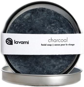Lavami Charcoal Facial Soap with Activated Charcoal, Olive Oil, Coconut Oil, Sunflower Oil, Lye, Shea Butter, Castor Oil, Peppermint Oil, Lavender Oil and Tea Tree Oil, 80 g