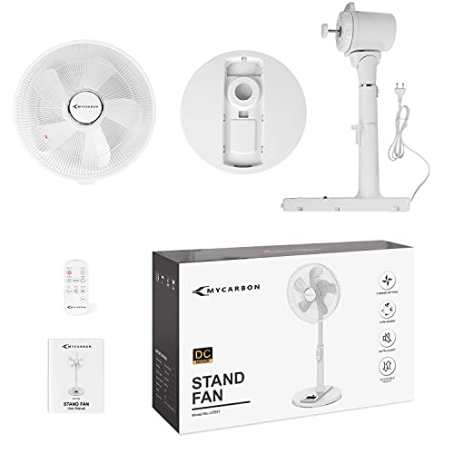 MYCARBON Quiet Pedestal Fan, 16” Oscillating Standing Fan with Remote