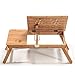 HANKEY Bamboo Large Foldable Laptop Notebook Stand Desk with Height Adjustable Legs Drawer Cup Holder,Bed Table Serving Tray for Eating Breakfast, Reading Book, Watching Movie on iPadthumb 2