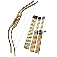 Adventure Awaits! - 2-Pack Handmade Wooden Bow and Arrow Set - 20 Wood Arrows and 2 Quivers - for Outdoor Play