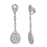 SELOVO Bridal Art Deco Classical Gatsby Inspired Pave Cubic Zirconia Chandelier Earrings Clip-On