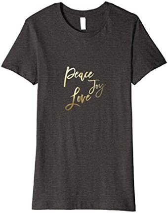 Womens Peace Joy Love Faux Gold Elegant Christmas T-Shirt for Her Large Dark Heather