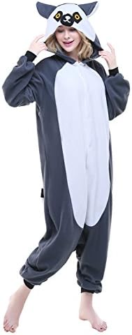 Halloween Costumes Unisex Kigurumi Pajamas Onesie Sloth Costumes (M, Lemur catta)