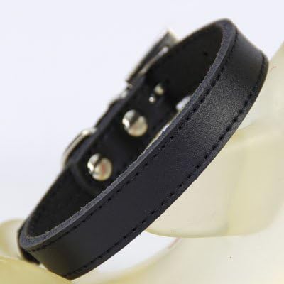 Hubry(TM) Genuine Leather Dog Collar Simple Design Puppy Harness Adjustable Small Dog Neck Strap Collar
